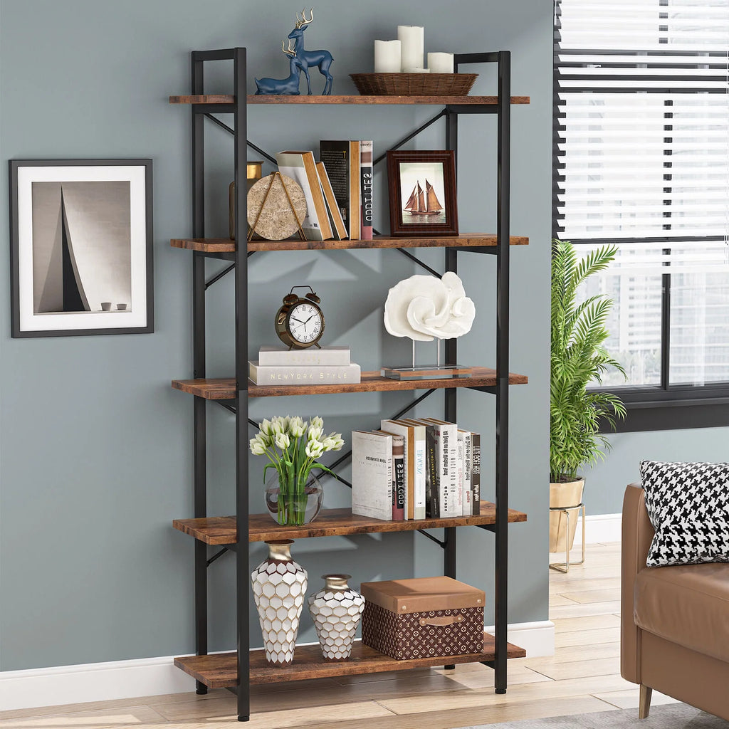 5 Tier Rustic Brown Bookcase U32966