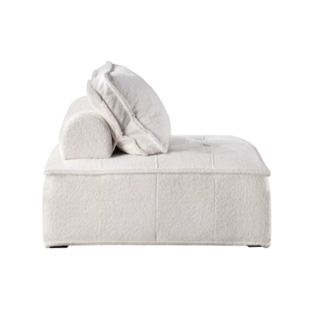 White Lambskin Sherpa Oversized Armless Accent Chair Y40854