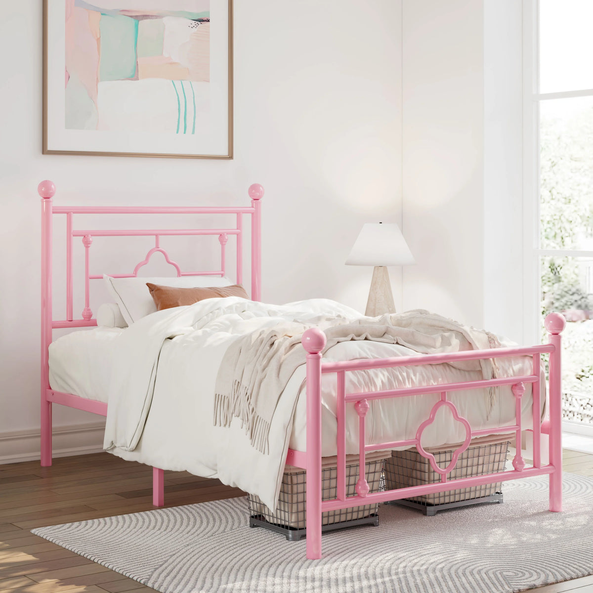 Queen Size Black Metal Platform Bed Frame with Headboard and Footboard H45295