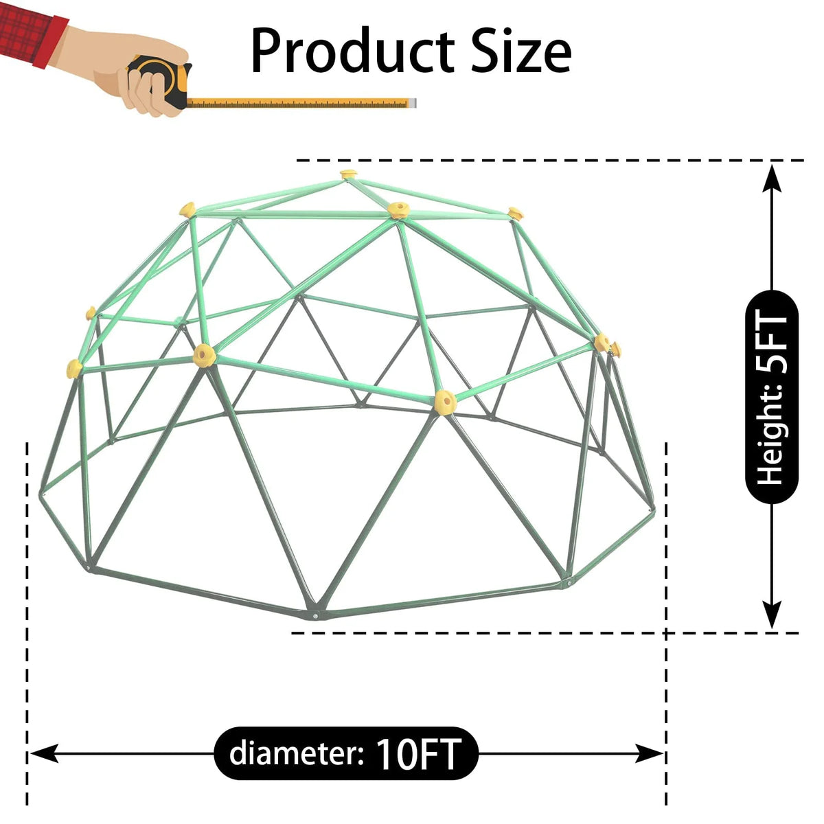 Metal Climbing Dome for Kids, Anti-Rust and UV-Resistant, 800LBS Load Capacity A3408