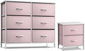 6 Drawer Pink Kids Dresser with Nightstand X9136