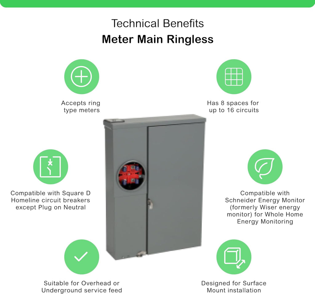 200 Amp 8-Space 16-Circuit Outdoor Meter Socket and Main Breaker Load Center C365584