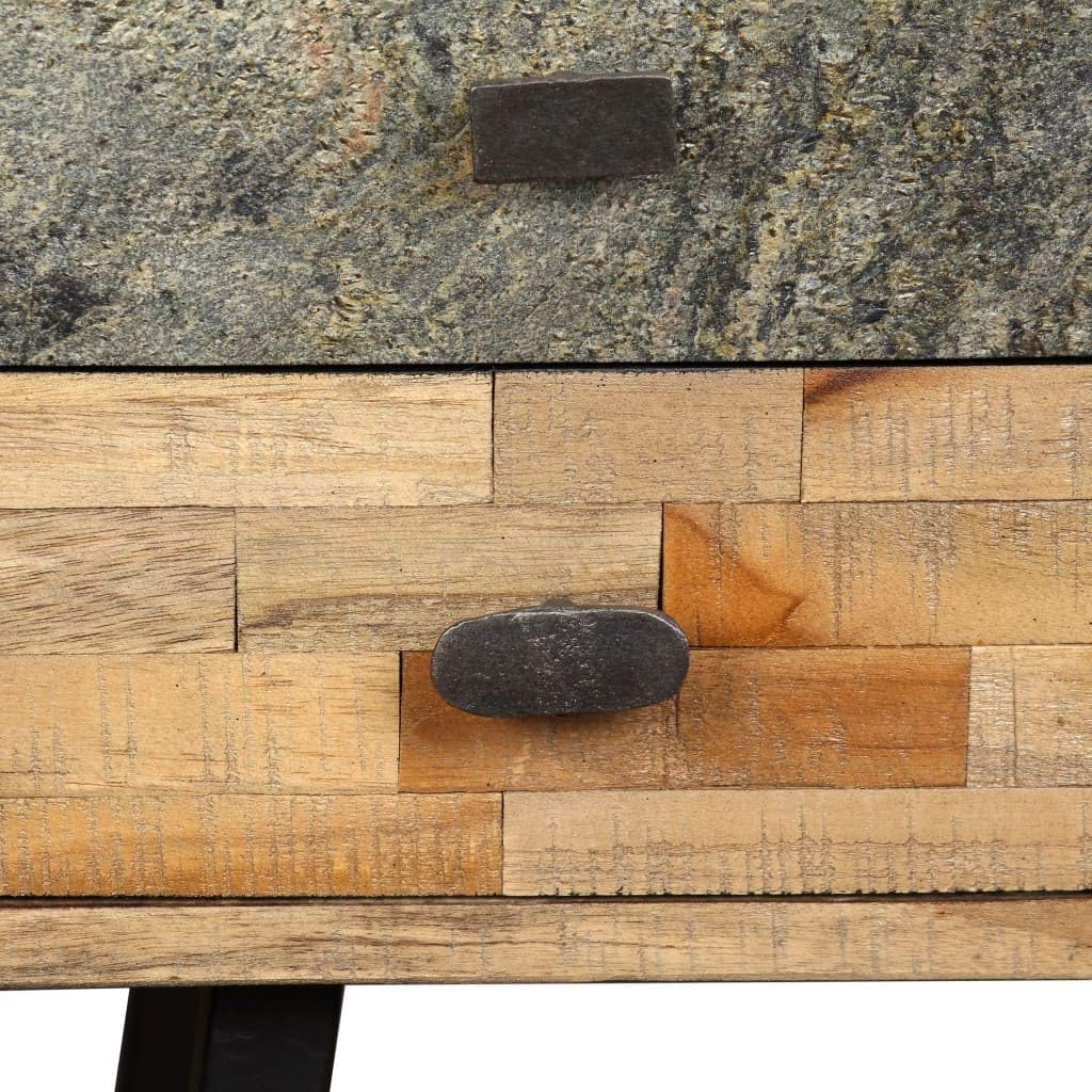 Solid Reclaimed Teak Desk with 4 Drawers 43.3"x19.6"x29.9" S35986