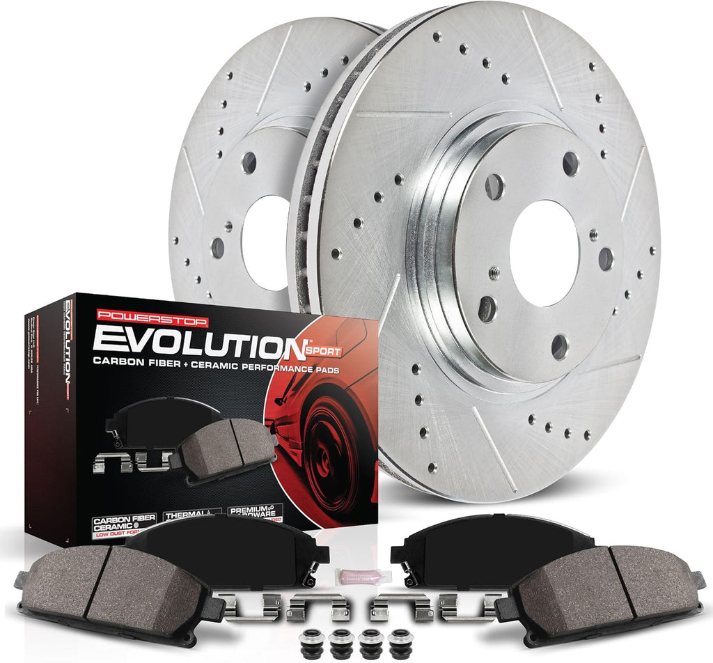 Front Carbon-Fiber Ceramic Brake Pad and Drilled and Slotted Rotor Kit G976985
