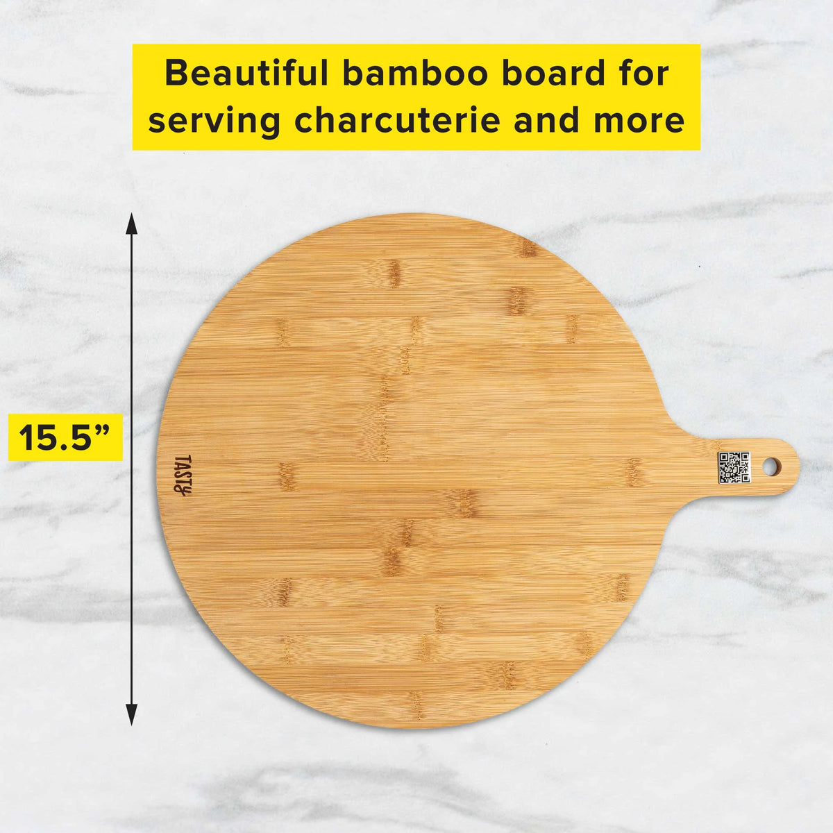 Bamboo Round Charcuterie Board with Handle, 15.5" F270681