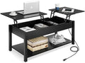 42.5" Lift Top Coffee Table with Hidden Compartment and USB Ports F222