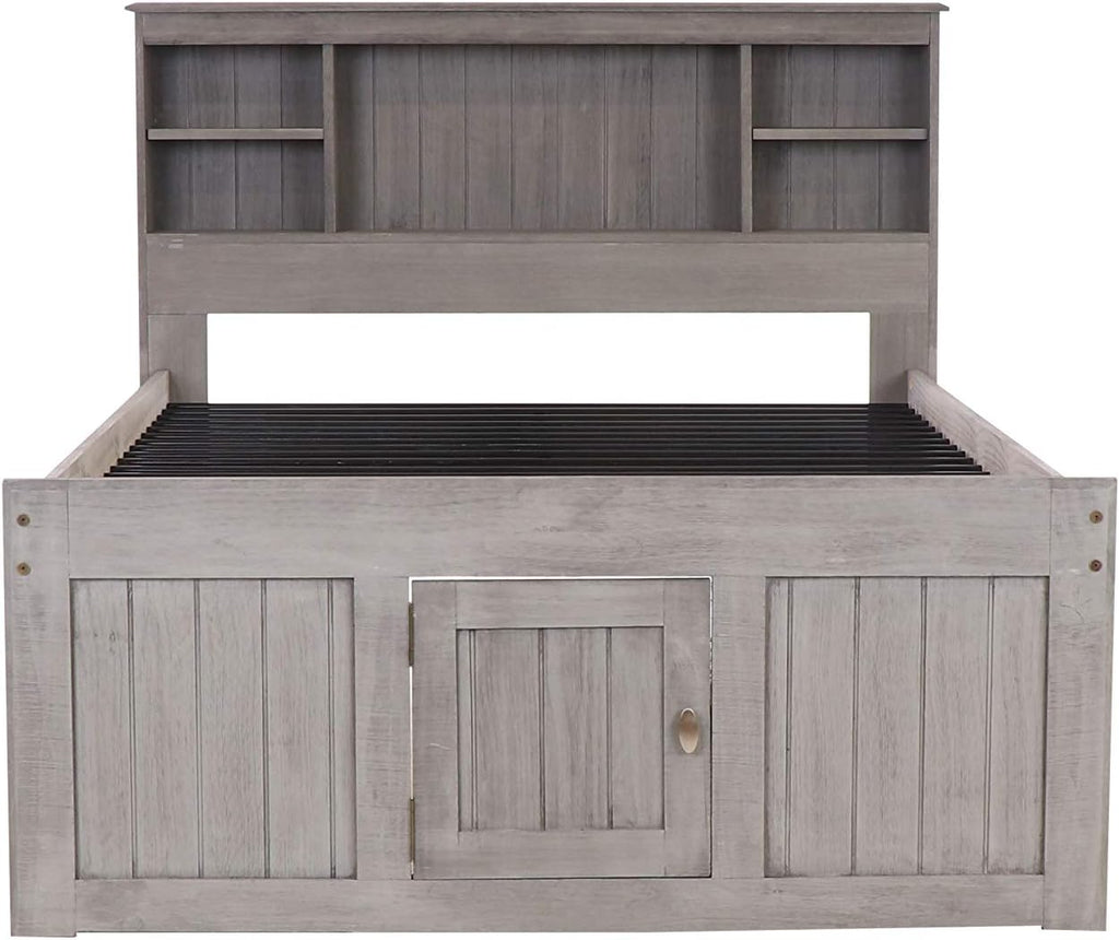 Charcoal Full Size Bookcase Captain Bed with 6 Drawer Storage H636