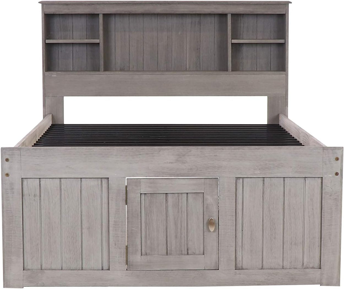 Charcoal Full Size Bookcase Captain Bed with 6 Drawer Storage H636