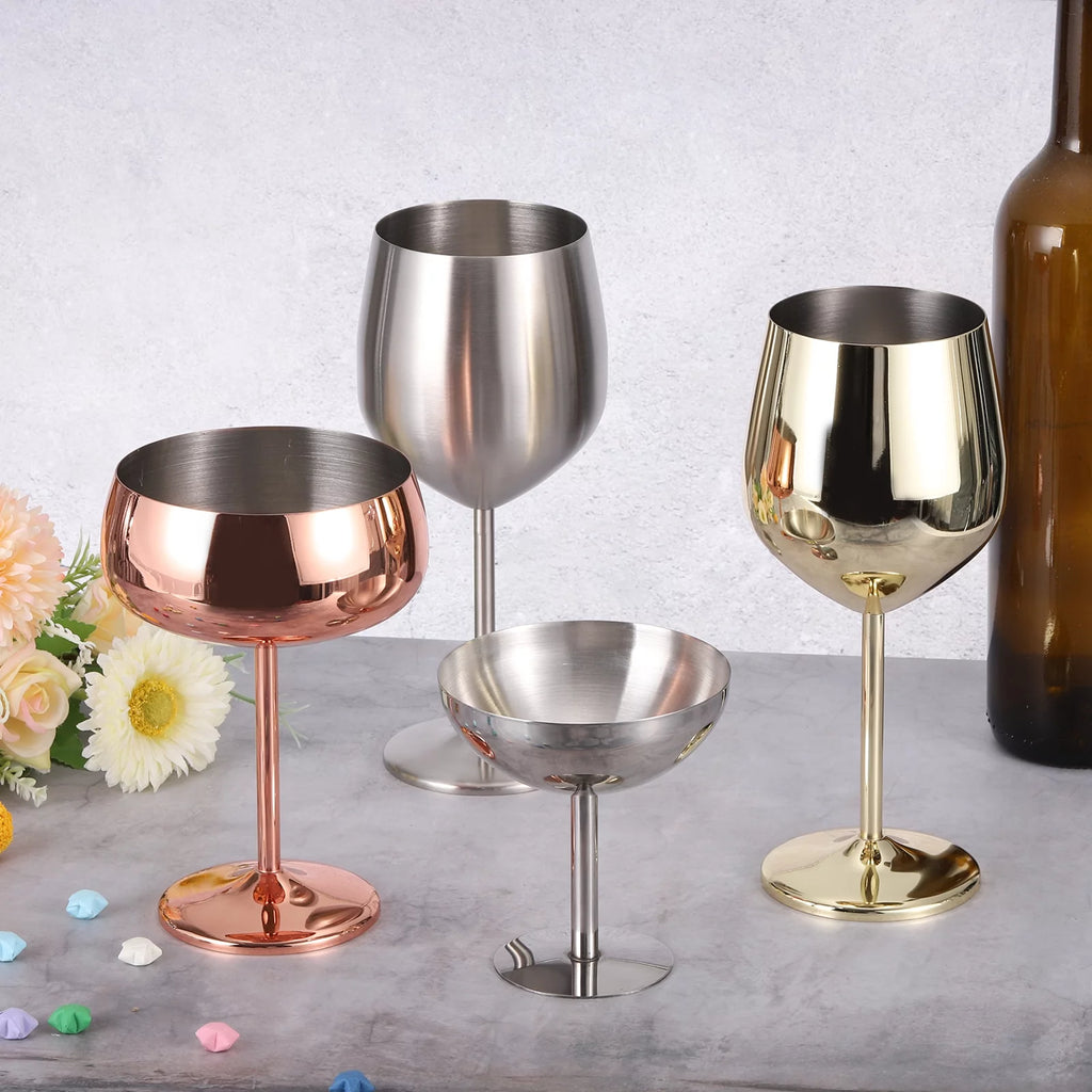 Champagne Glasses 500ml/18 OZ Metal Stemmed Shatter Proof A579281