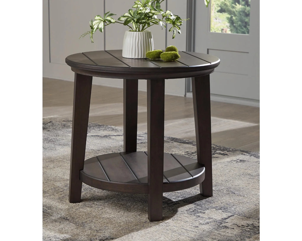 Dark Brown End Table with Lower Shelf N9842