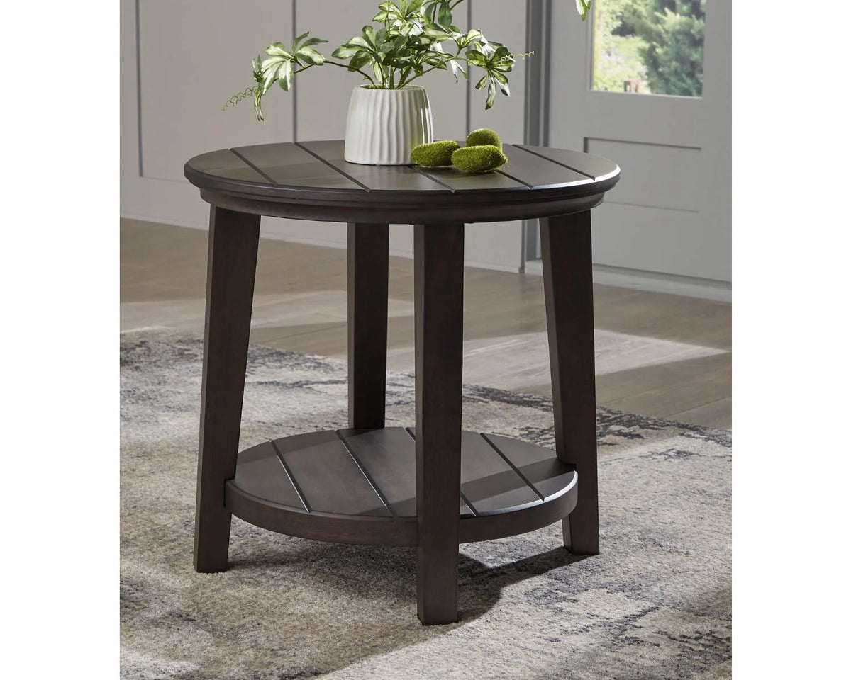 Dark Brown End Table with Lower Shelf N9842