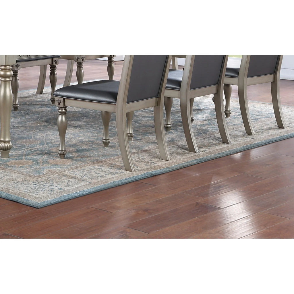 Grey Silver Rubberwood Upholstered Dining Chairs Set of 2 L3643