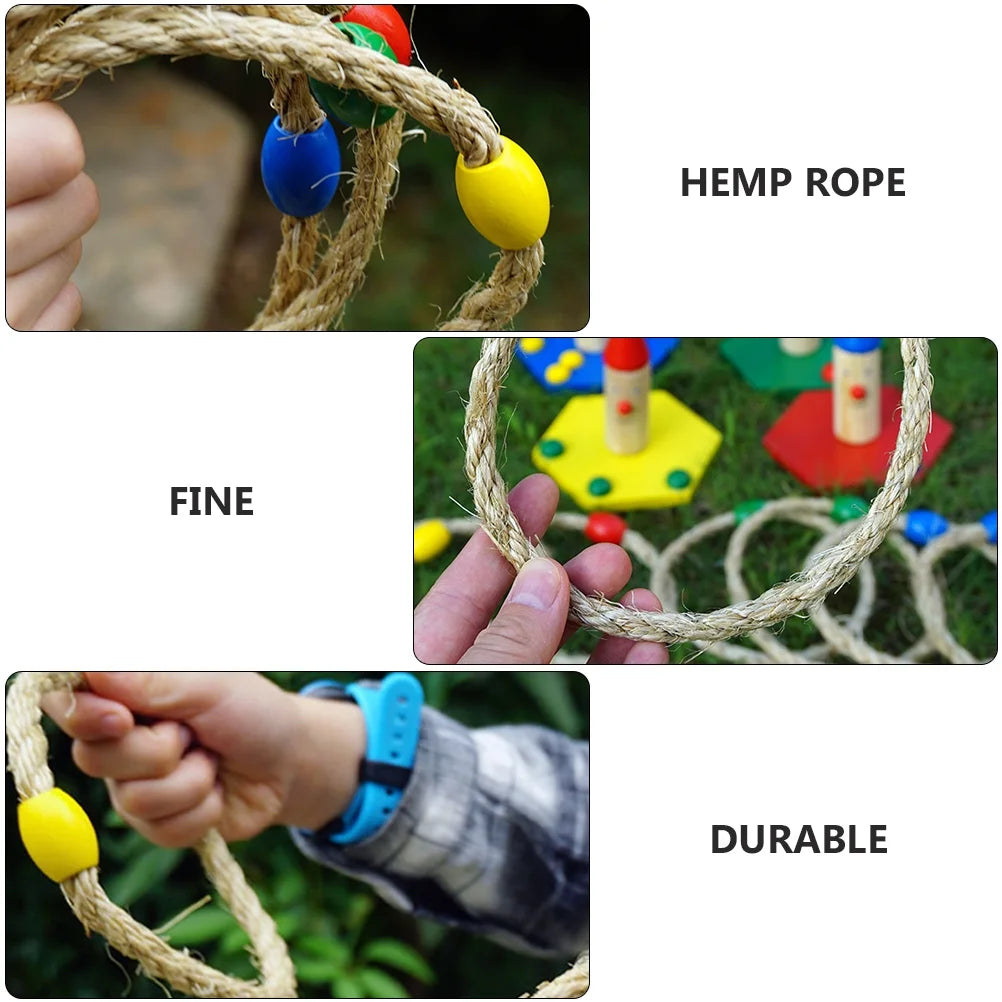 8 PCS Wooden Ring Toss Game Outdoor Toy F28255