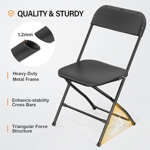 10 Pack White Plastic Folding Chair with Steel Frame Y6895
