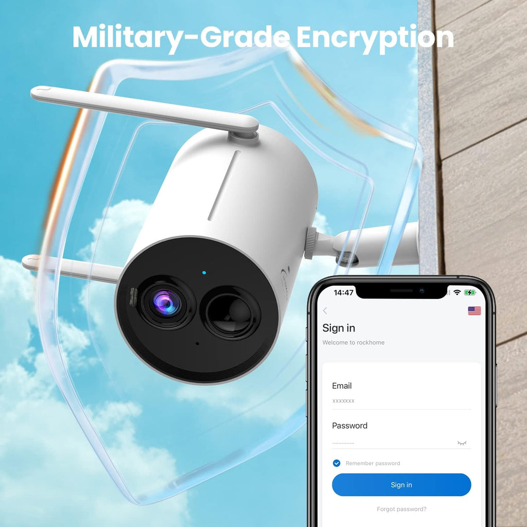 Wireless Outdoor Security Cameras with Spotlight, 1080P Rechargeable WiFi, Color Night Vision, IP65 Weatherproof M3891