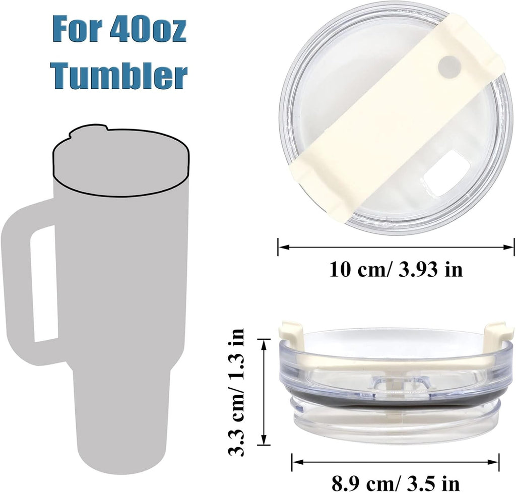 2 Pack Replacement Tumbler Lids for 40oz Travel Tumbler with Plastic Straws and Cleaning Brush F10404
