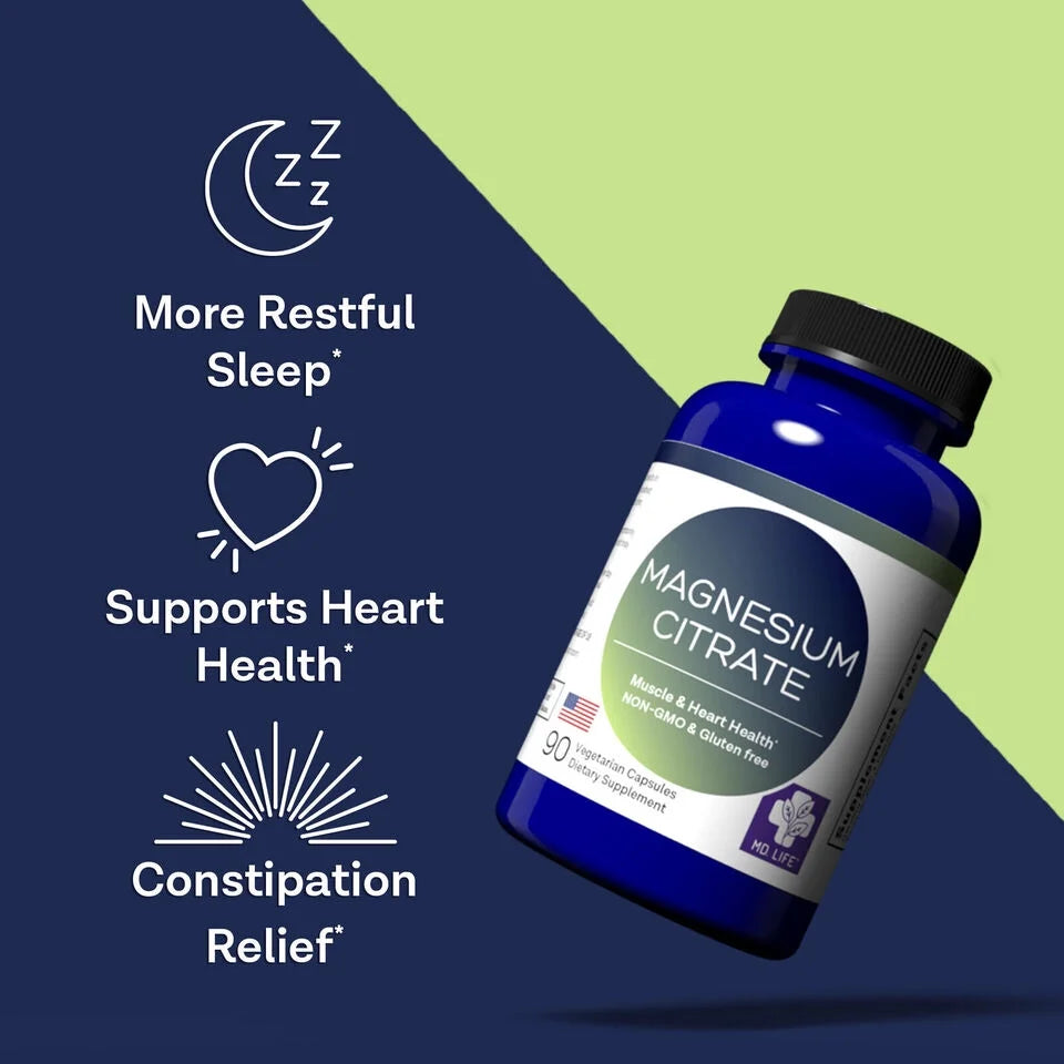 90 Capsules Magnesium Citrate Supplement 250 mg F39020