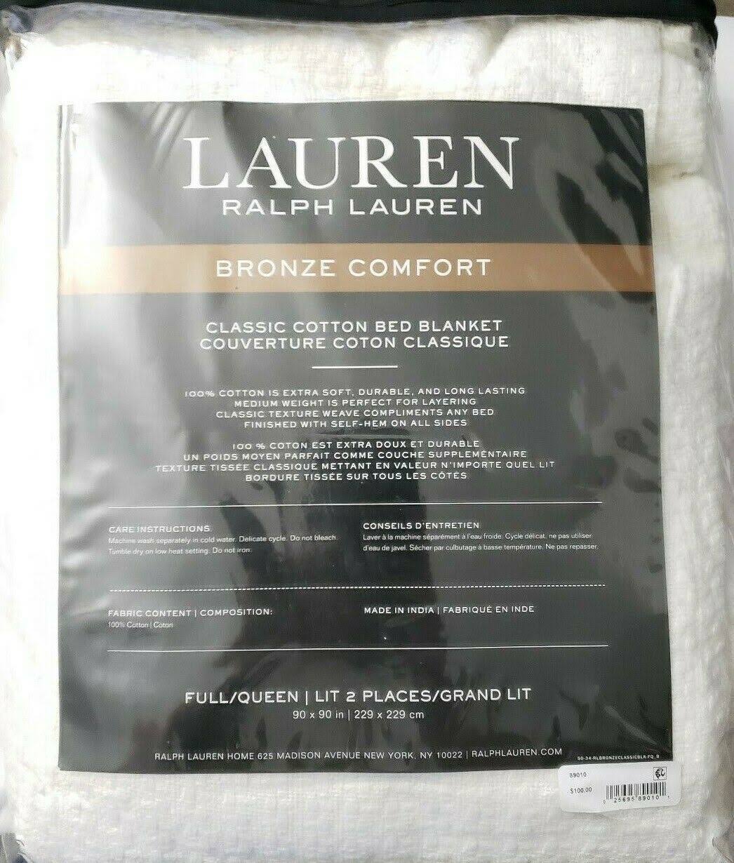 100% Cotton Full/Queen Blanket - White Z537947