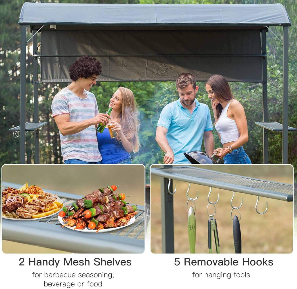 7FT BBQ Grill Gazebo Canopy with Sun Shade Panel S222