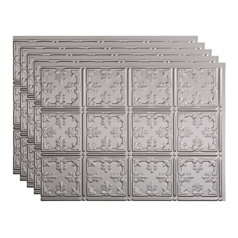 10 Decorative Vinyl Backsplash Panel 18in x 24in Argent Silver (5 Pack) E7864