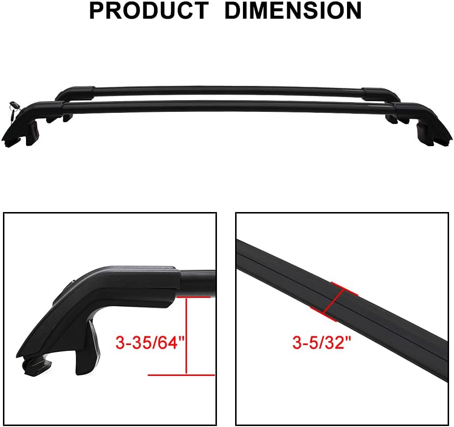 Black Lockable Roof Rack Cross Bars for KIA Telluride I782554