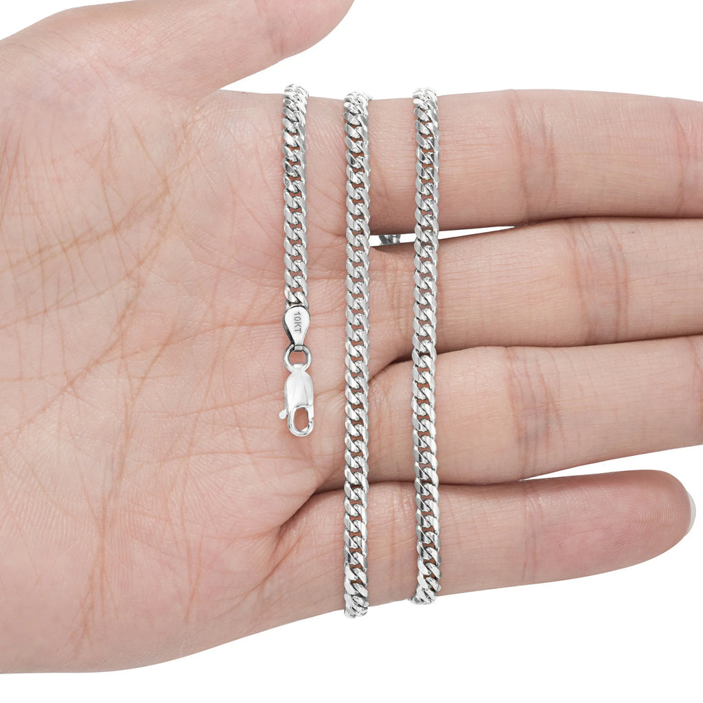 10k White Gold Miami Cuban Link Chain Pendant Necklace 16" - 30" M4597