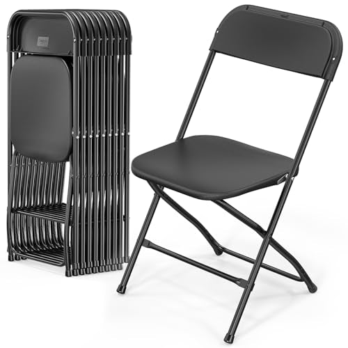 10 Pack White Plastic Folding Chair with Steel Frame Y6895