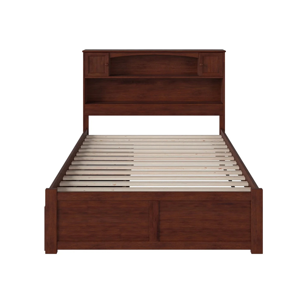 Walnut Full Platform Bed with Footboard 2 Drawers G3714