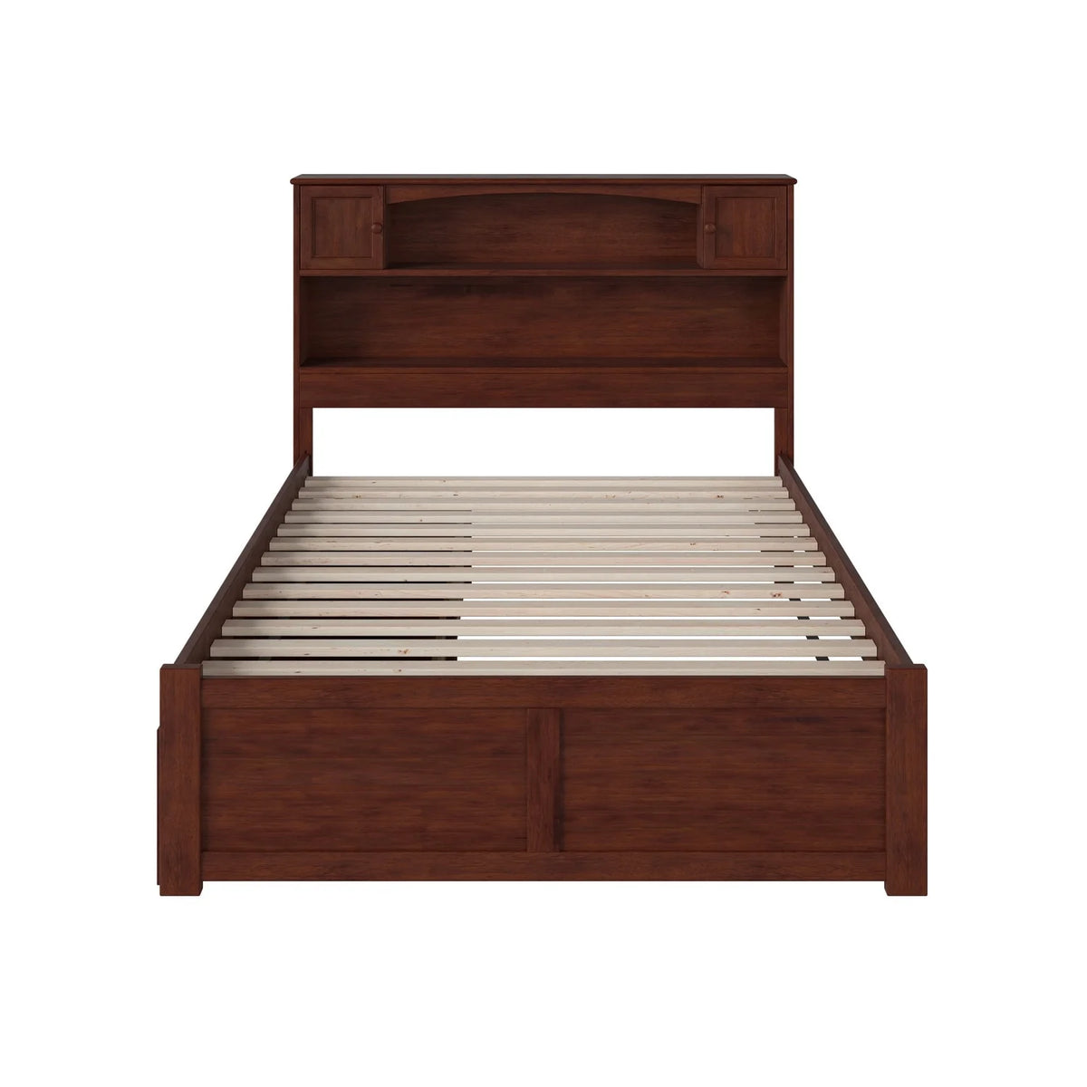 Walnut Full Platform Bed with Footboard 2 Drawers G3714