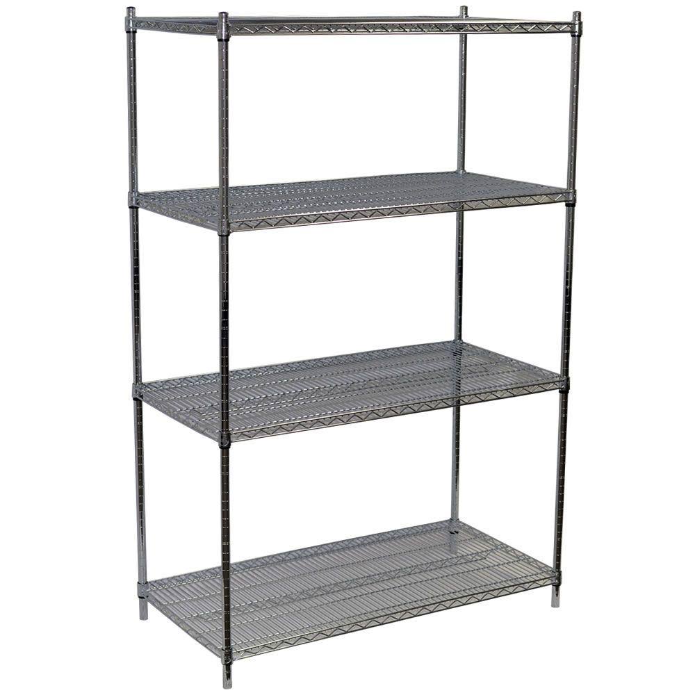 Chrome Wire Shelving Unit, 4 Shelves A5757