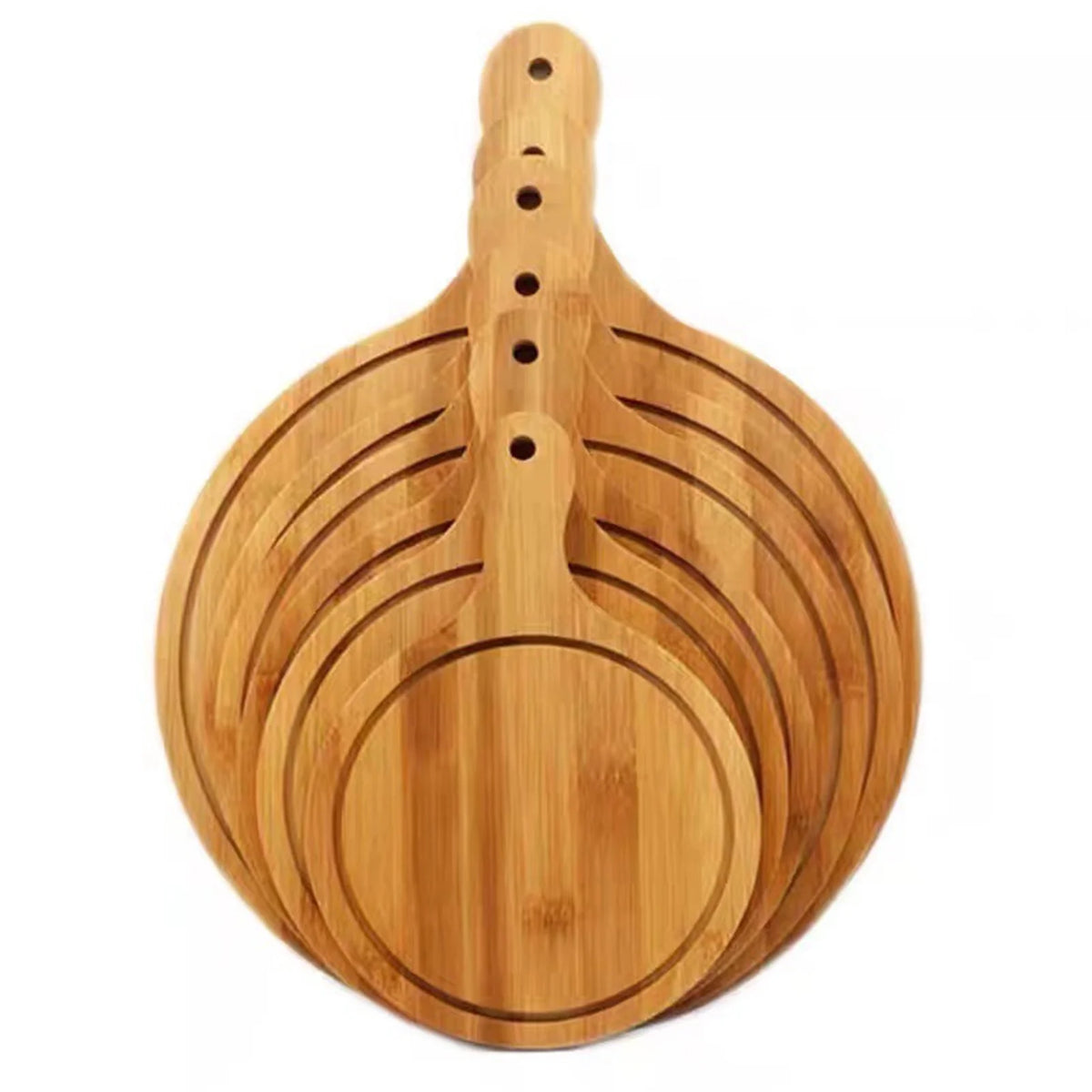 Round Bamboo Wooden Pizza Paddle Cutting Board R445320