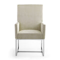 Champagne Upholstered Metal Dining Armchair V540
