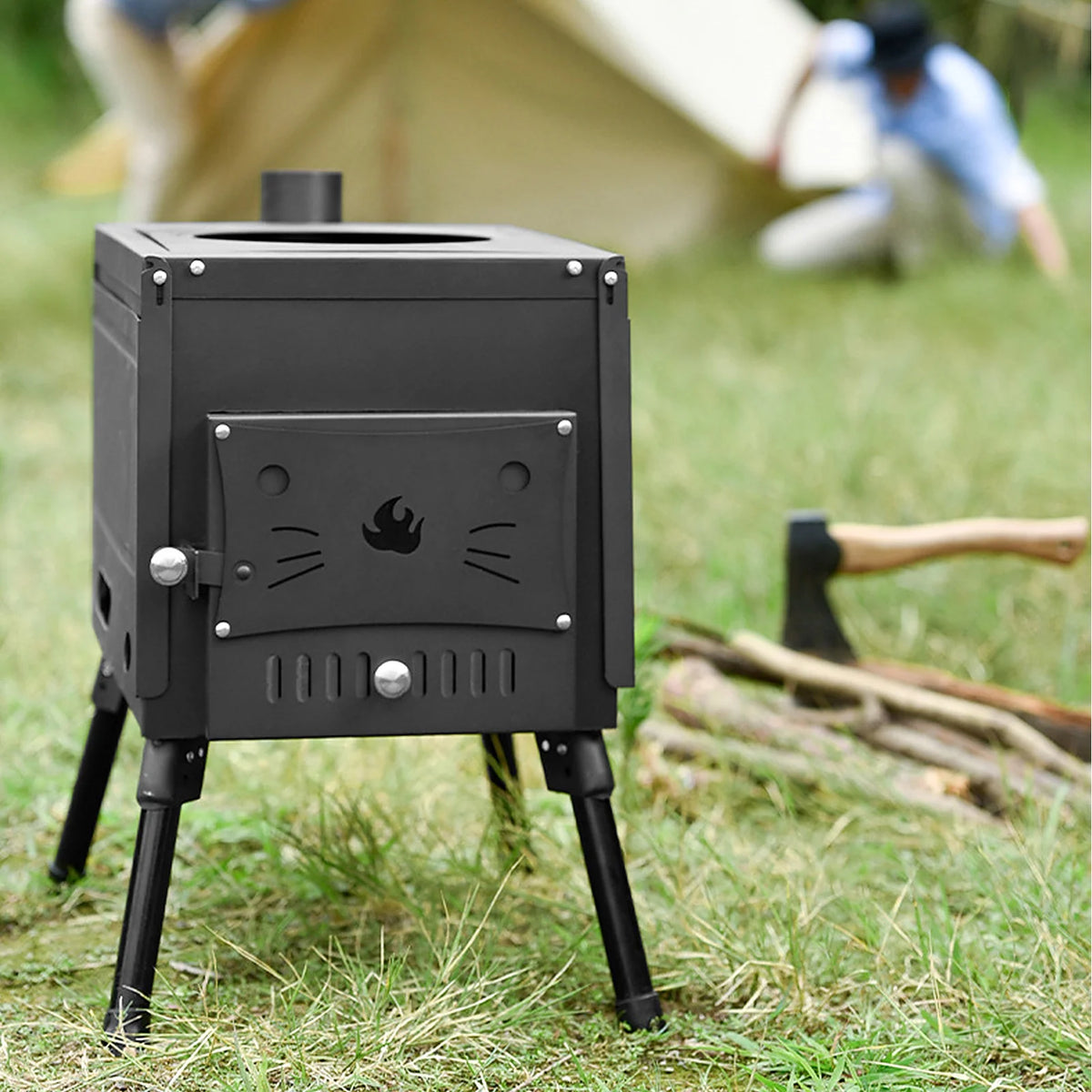 Portable Foldable Wood Burning Camp Tent with Chimney U8659