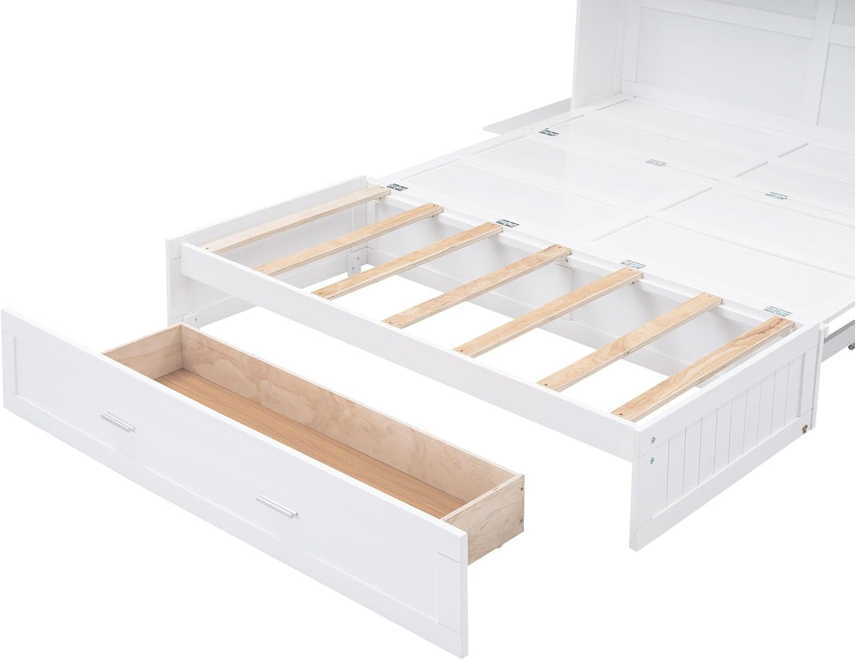 Queen Size Murphy Bed with Bookcase and Drawer M104