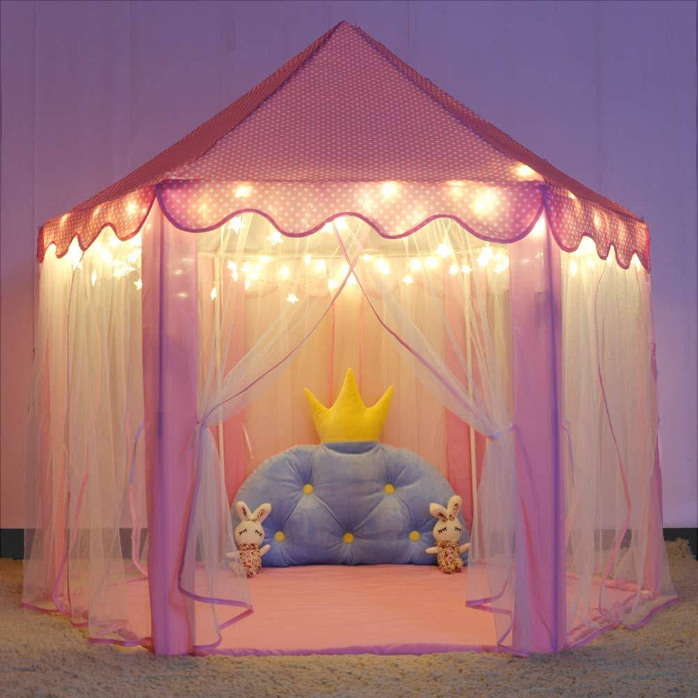 Princess Castle Play Tent with Star Lights R545084