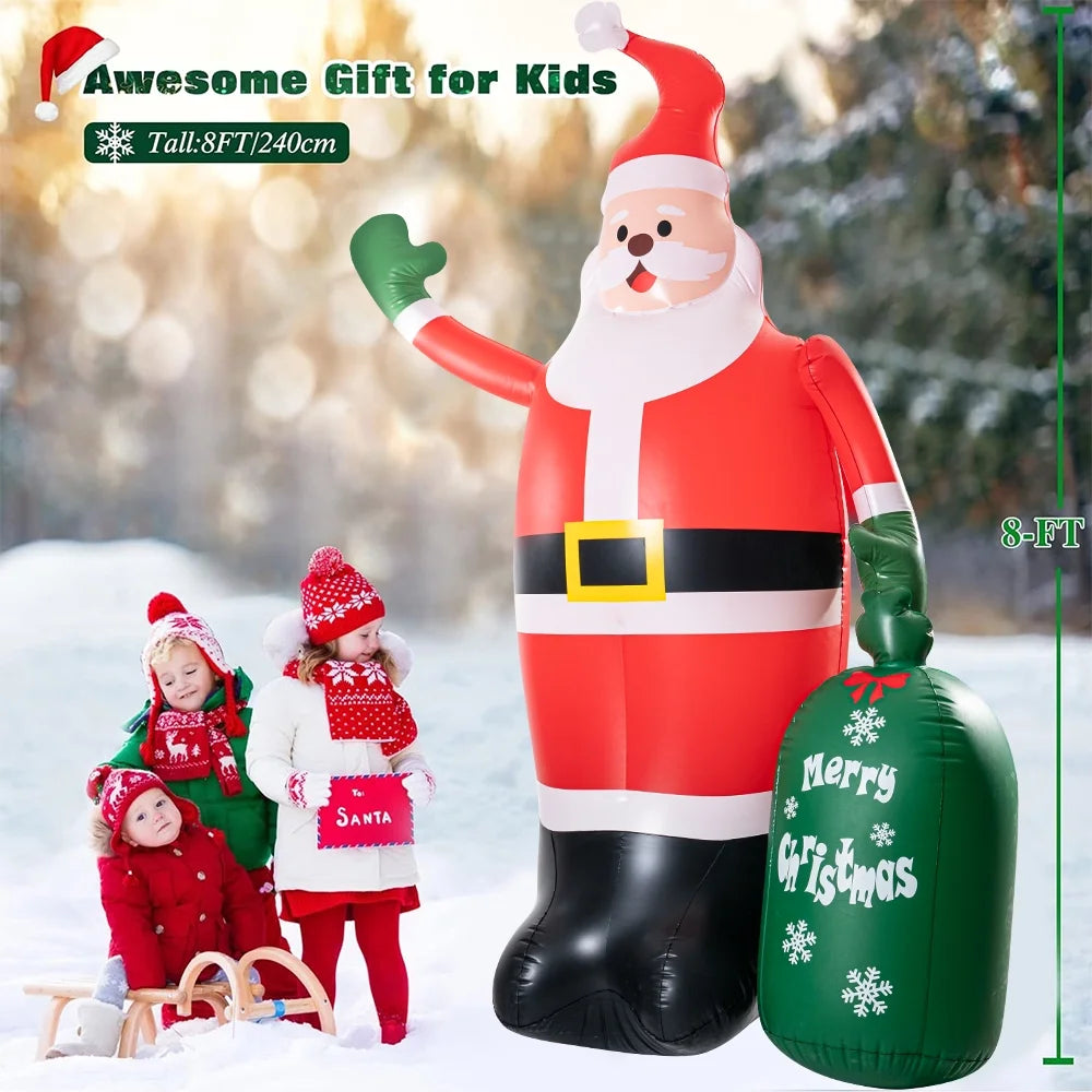 8Ft Christmas Inflatables Santa Claus Outdoor Decorations LED Lights B986