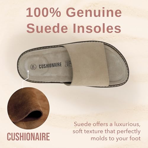 Suede Slip-On Slide Sandal with Cork Footbed T646