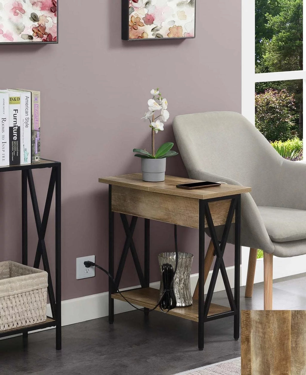 End Table with Charging Station and Shelf N56405