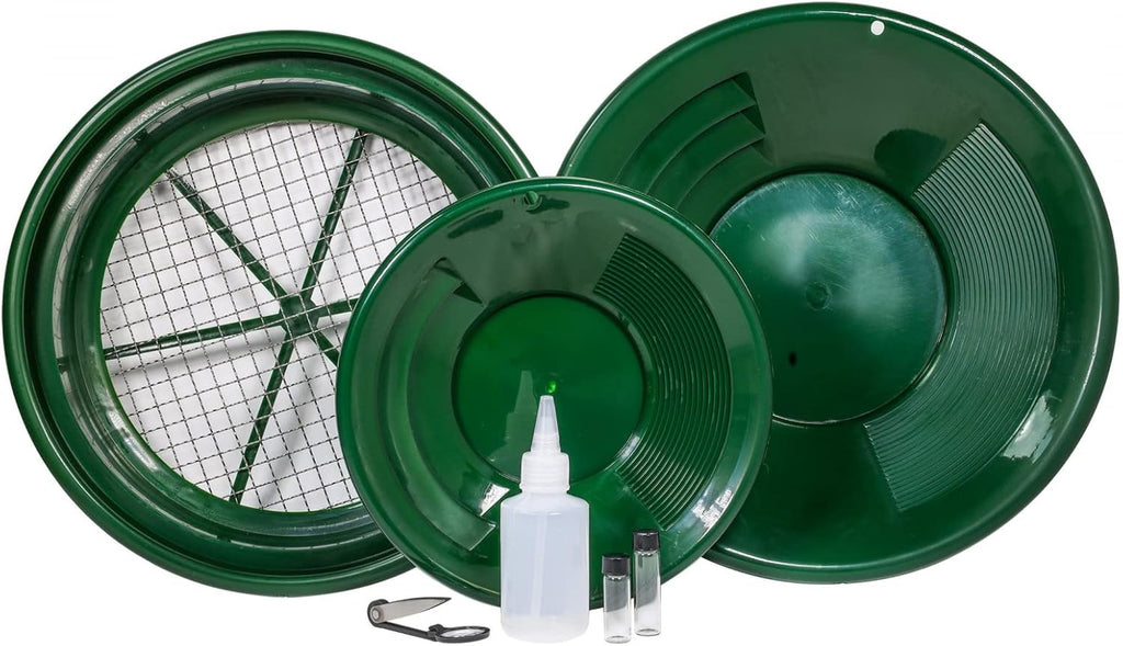 7pc Gold Prospecting Kit with Green Gold Pans H504834