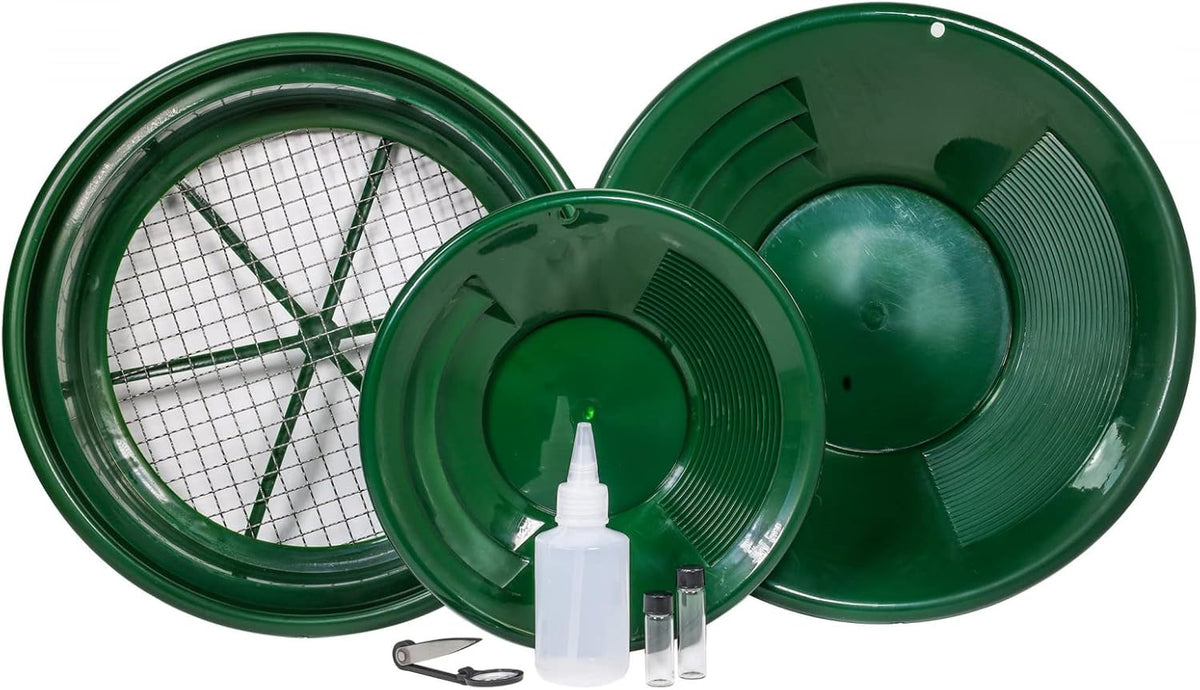 7pc Gold Prospecting Kit with Green Gold Pans H504834