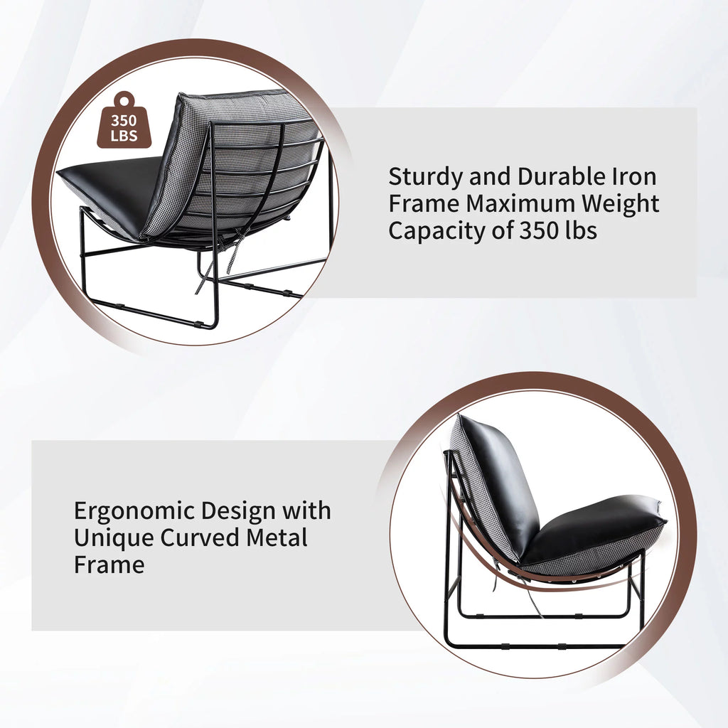 Metal Framed Accent Chair with Pillow I365