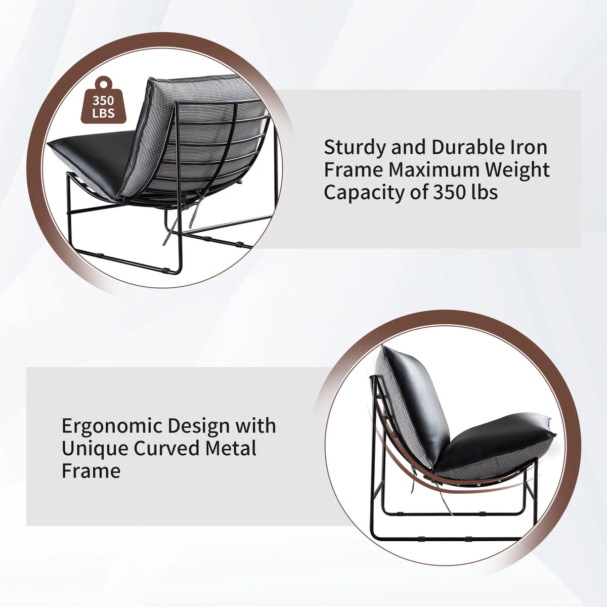Metal Framed Accent Chair with Pillow I365