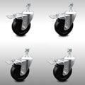 4 inch Soft Rubber Swivel Caster Set with Brake V848