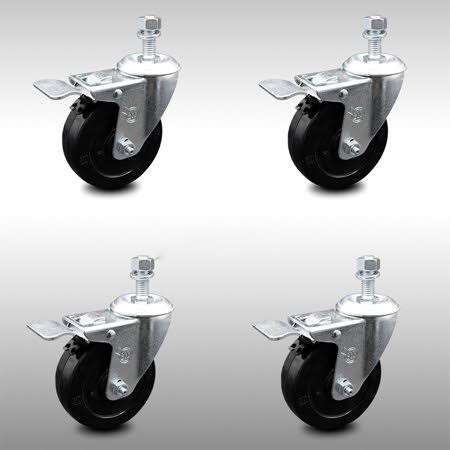 4 inch Soft Rubber Swivel Caster Set with Brake V848
