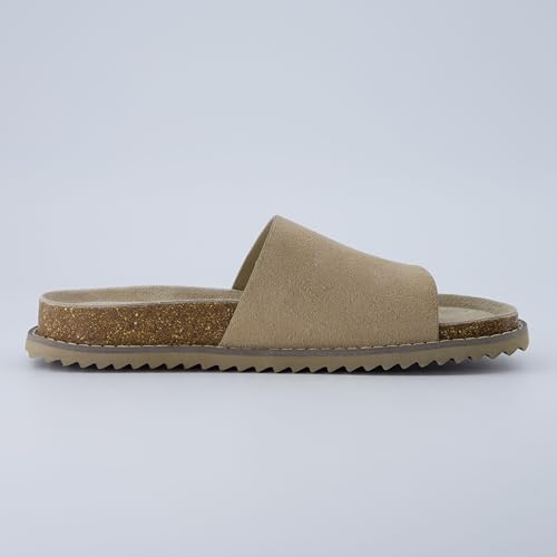Suede Slip-On Slide Sandal with Cork Footbed T646