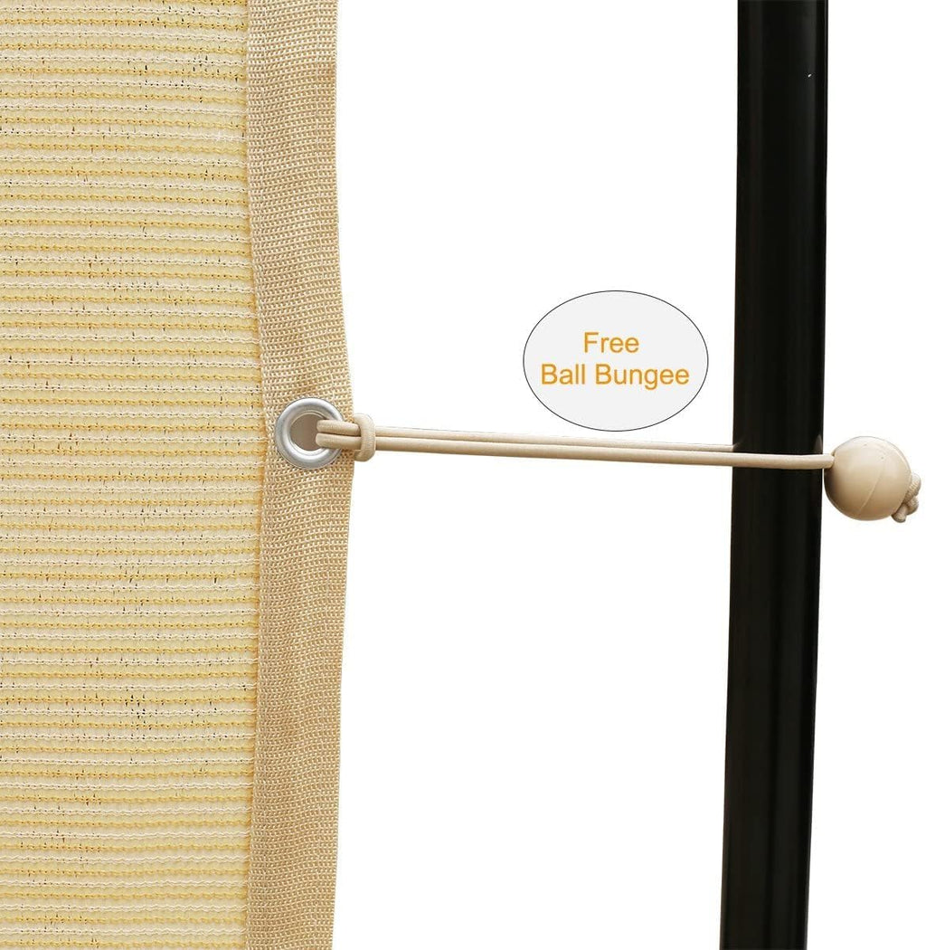 90% Shade Fabric Sun Shade Cloth Taped Edge with Grommets 12’ x 20’, Wheat N58022