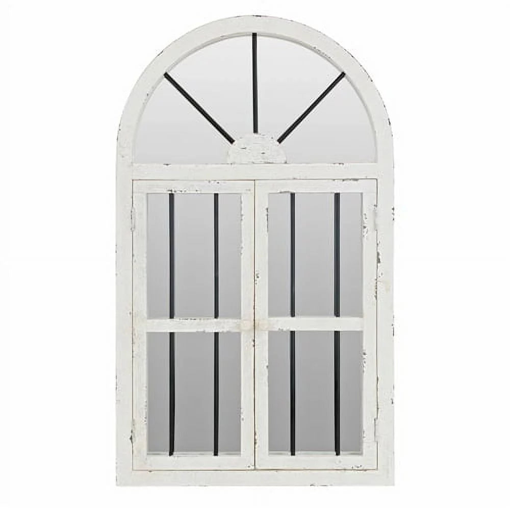 White Arched Window Wall Mirror 42" x 25" A757