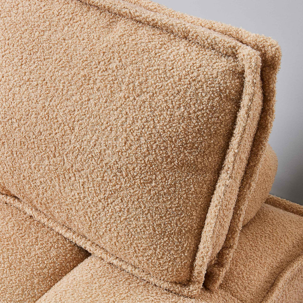 Single Sofa Ottoman with Gold Wooden Legs Teddy Fabric L452224