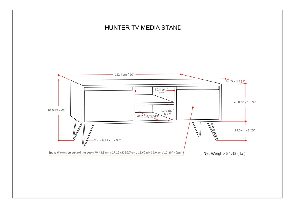 Umber Brown Stain TV Media Stand Y924