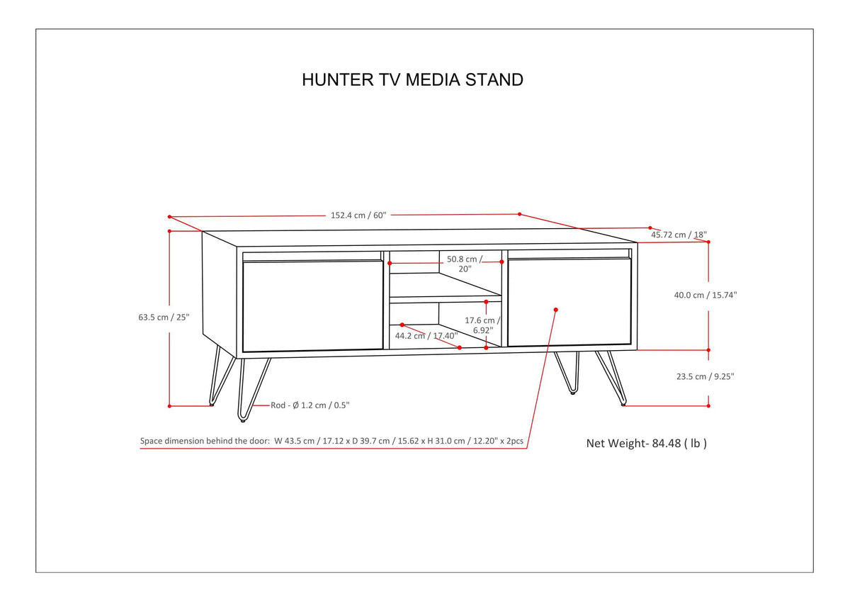 Umber Brown Stain TV Media Stand Y924